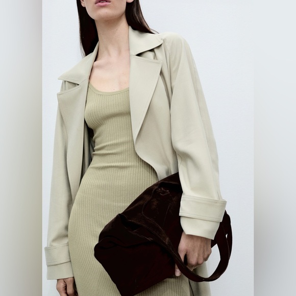 Mango khaki rib knit midi dress NWT - Picture 5 of 7